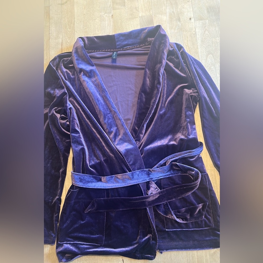 Annabelle Purple Velvet Wrap Robe